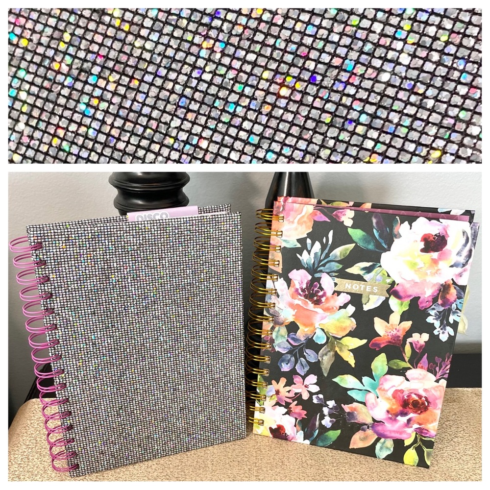 NWT Glitter/Gold Foil Floral Hardcover Notebook/Journal Stationery Bundle